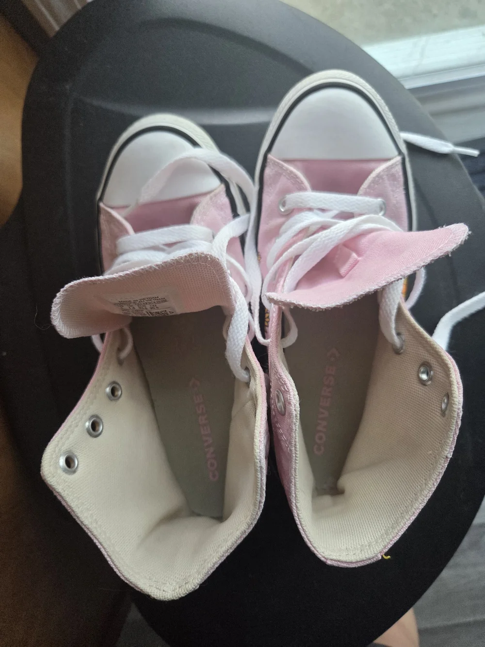Converse Pink and White High-Top Canvas Sneakers